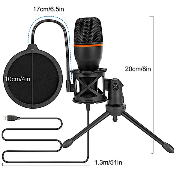 🎤BLUETHY- USB Microphone HiFi Sound 360 Degree Streaming Condenser Mic w/Tripod - Picture 5 of 17